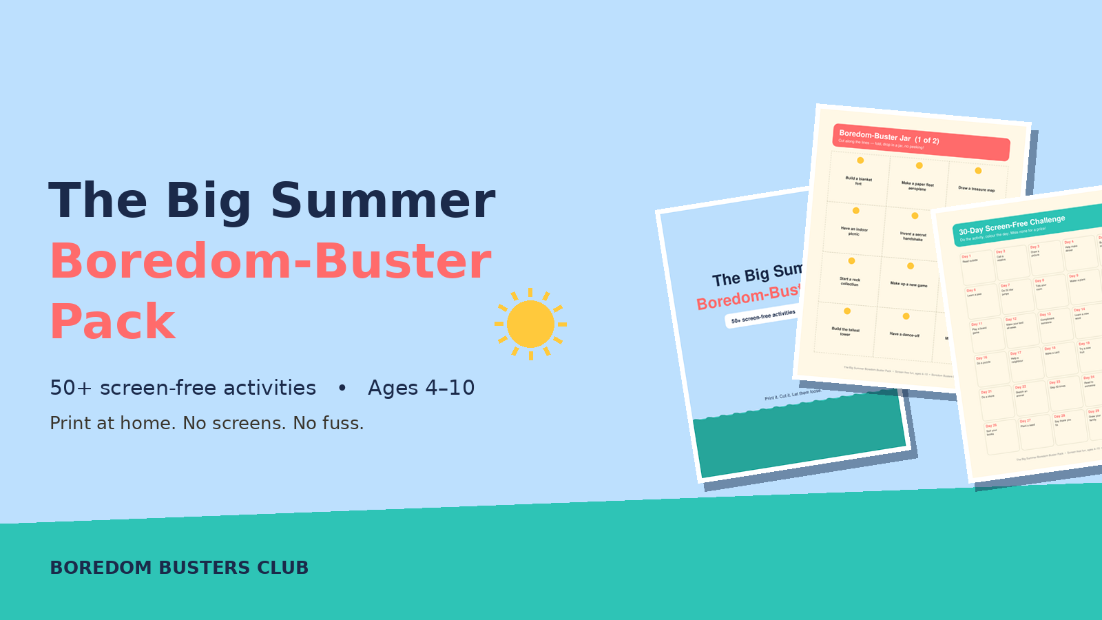 The Big Summer Boredom-Buster Pack — activity cards, challenges and prompts